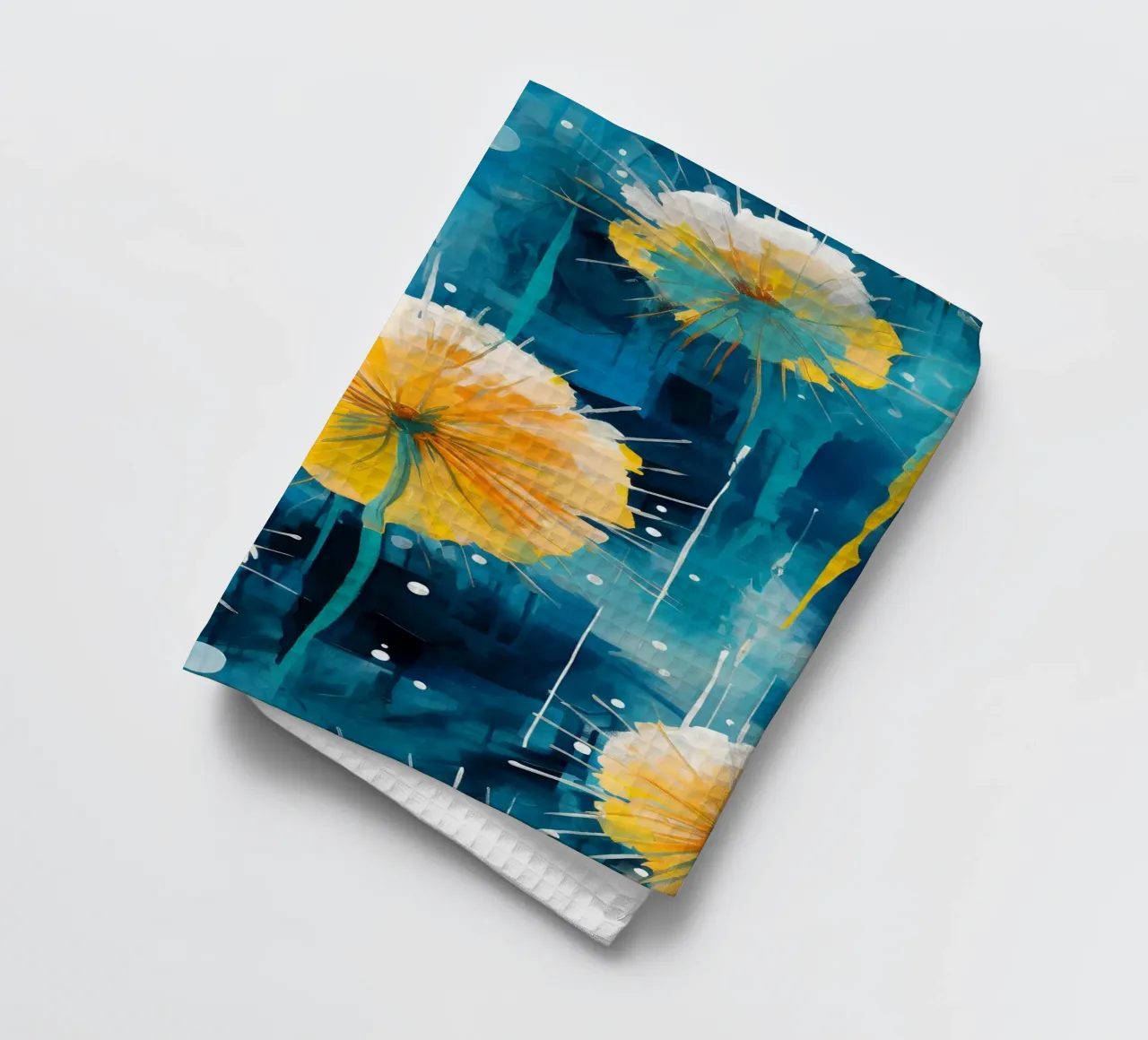 Dandelion Splash tea towel by Botanical Pattern House