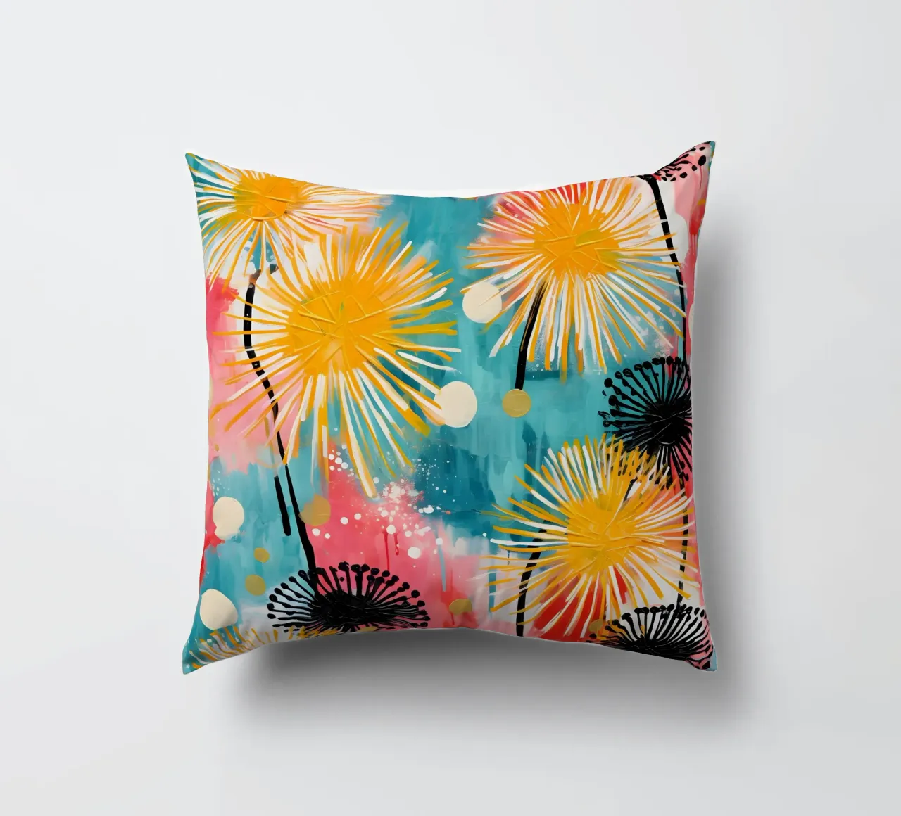 Dandelion Splash decorative cushion by Botanical Pattern House