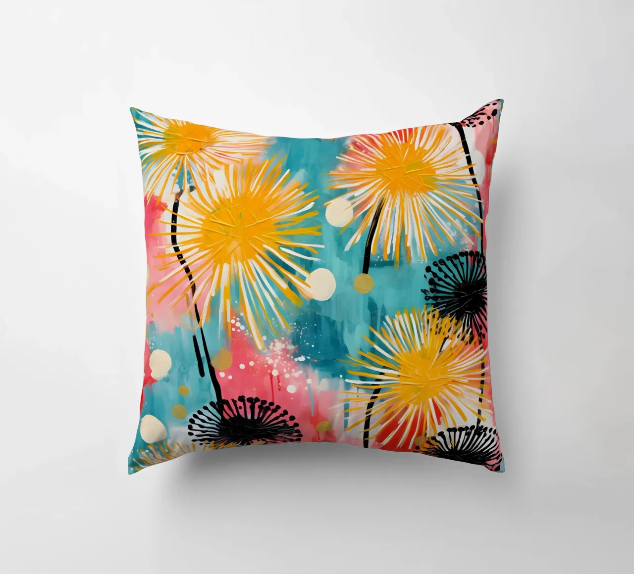 Dandelion Splash decorative cushion by Botanical Pattern House