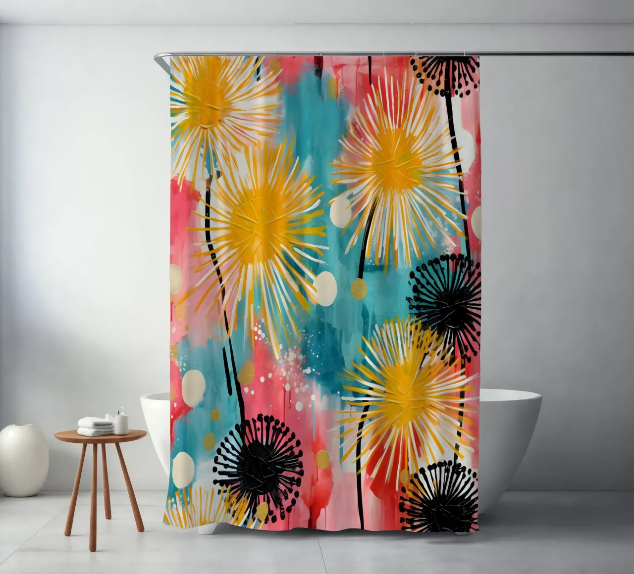 Löwenzahn Splash Duschvorhang von Botanical Pattern House