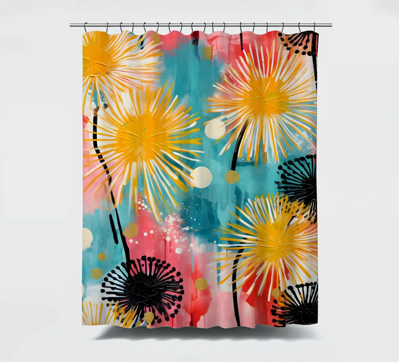 Löwenzahn Splash Duschvorhang von Botanical Pattern House