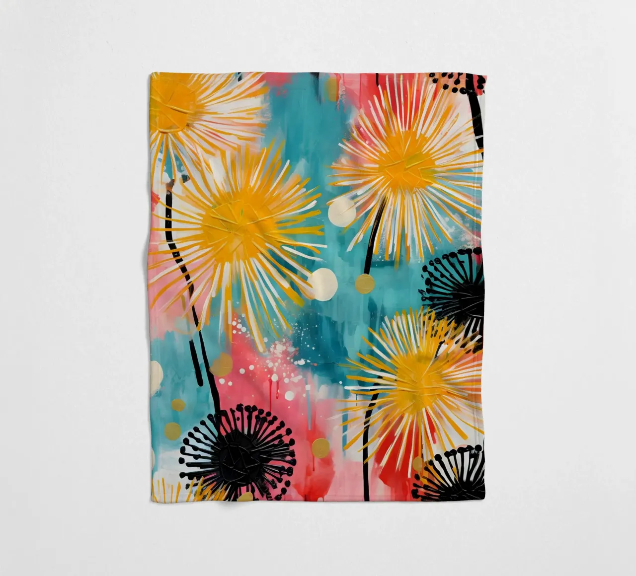 Löwenzahn Splash Fleecedecke von Botanical Pattern House