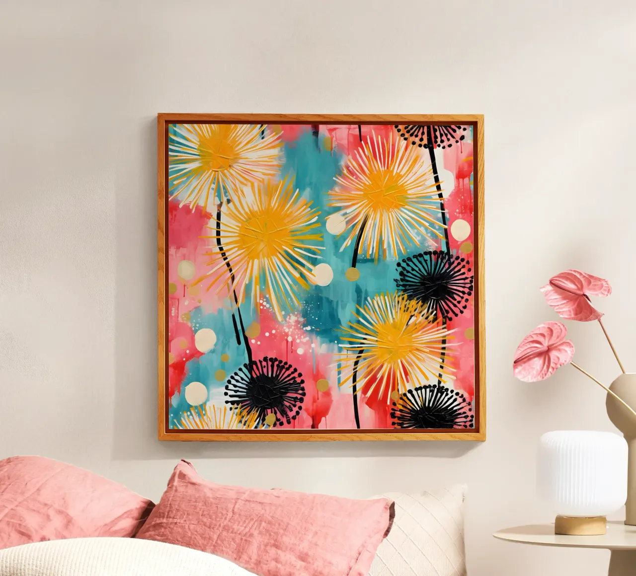 Dandelion Splash acrylic glass by Botanical Pattern House
