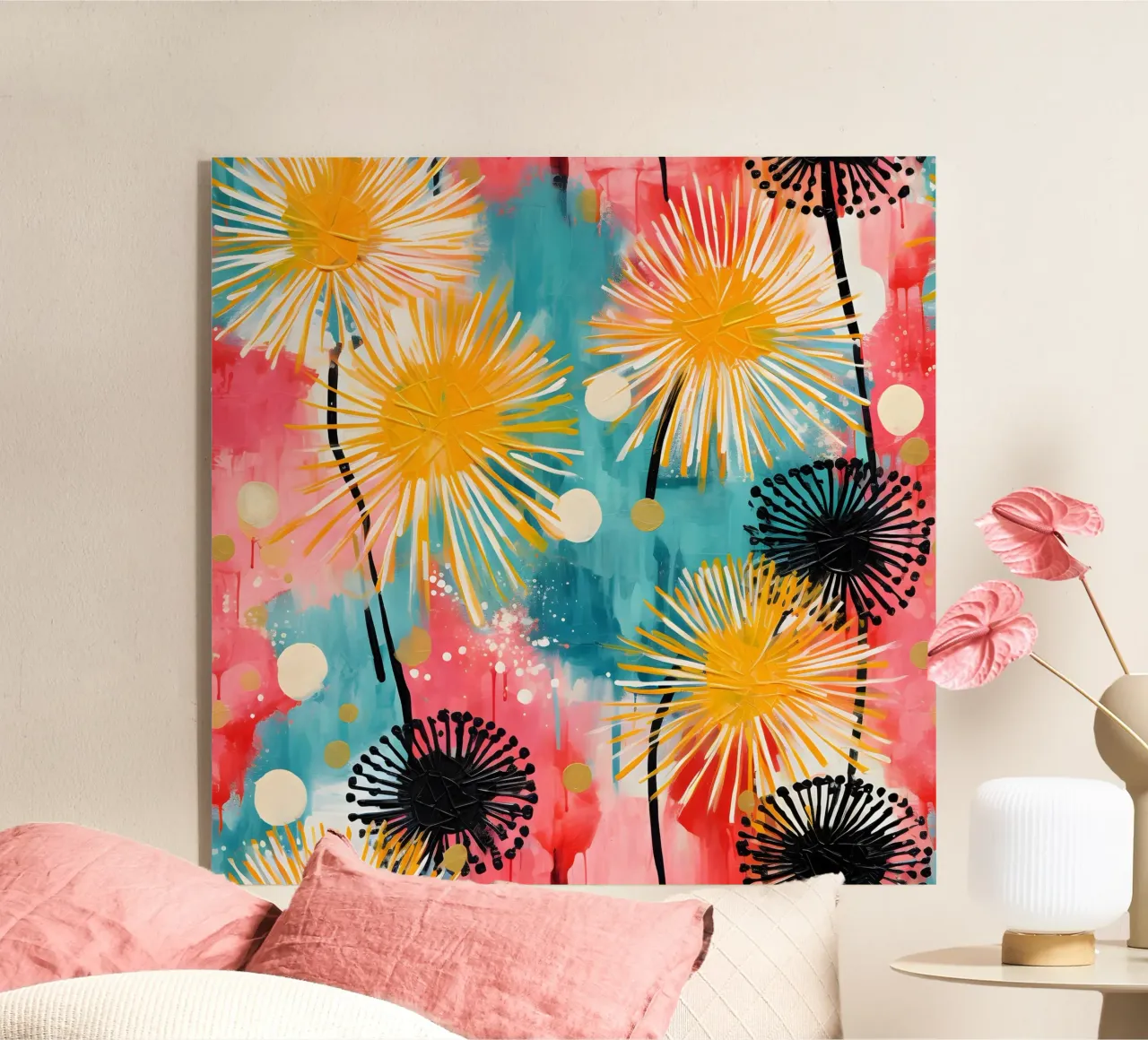 Dandelion Splash acrylic glass by Botanical Pattern House
