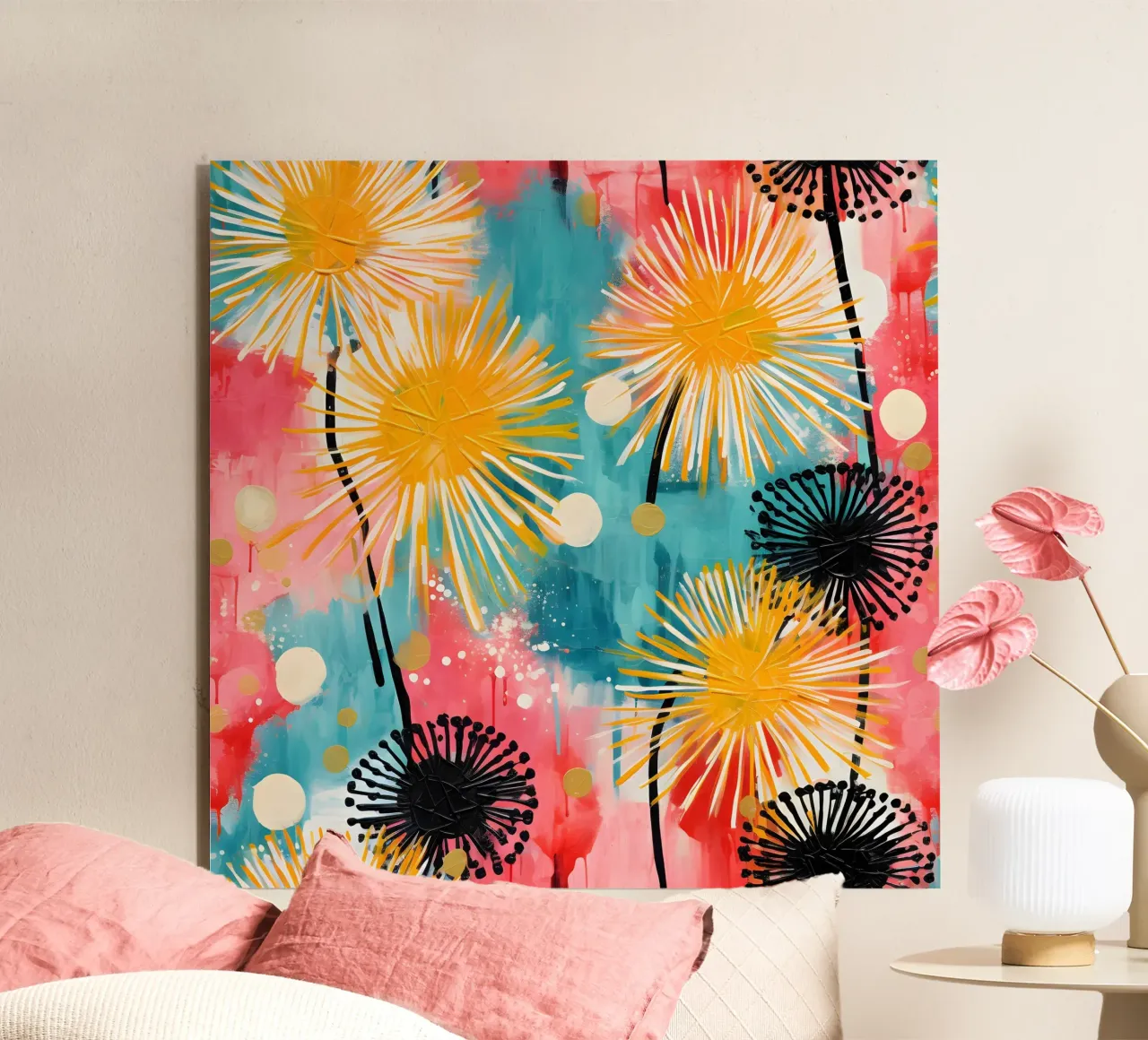 Löwenzahn Splash Alu-Dibond von Botanical Pattern House