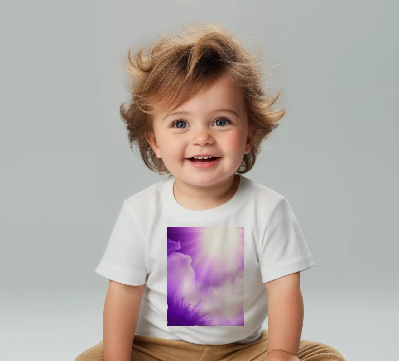 I fasci di luce viola si disperdono tra le nubi nebbiose maglietta neonato da DesignDoodle