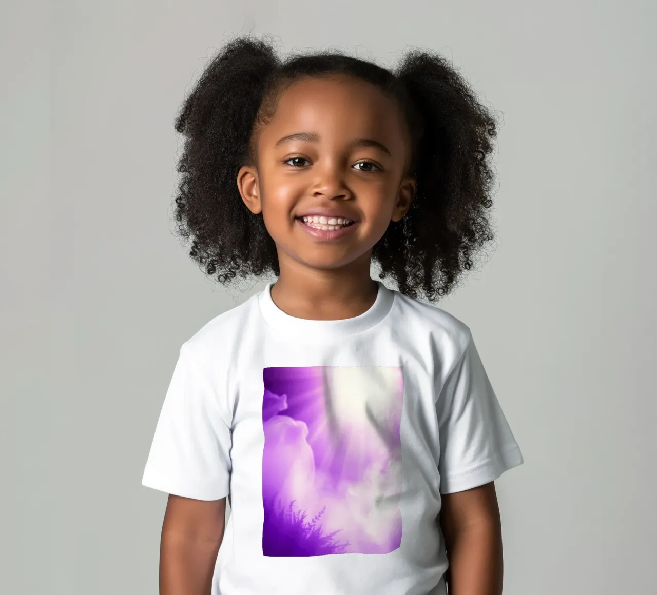 Les rayons lumineux violets se dispersent à travers les nuages brumeux t-shirt enfant de DesignDoodle