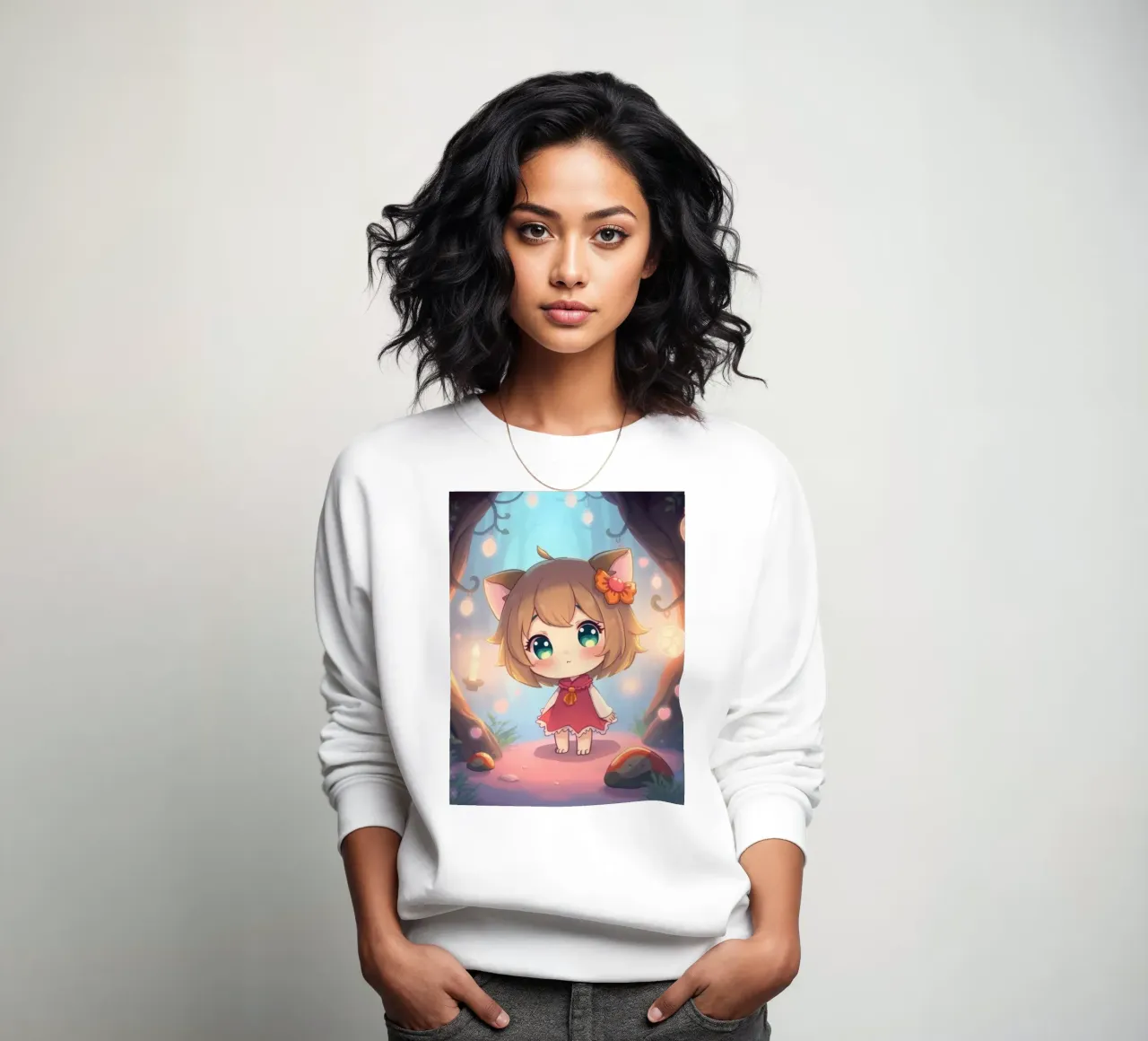 Simpático personaje en un mágico bosque crepuscular sudadera de DesignDoodle