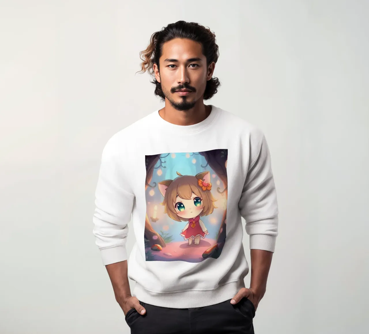 Simpático personaje en un mágico bosque crepuscular sudadera de DesignDoodle