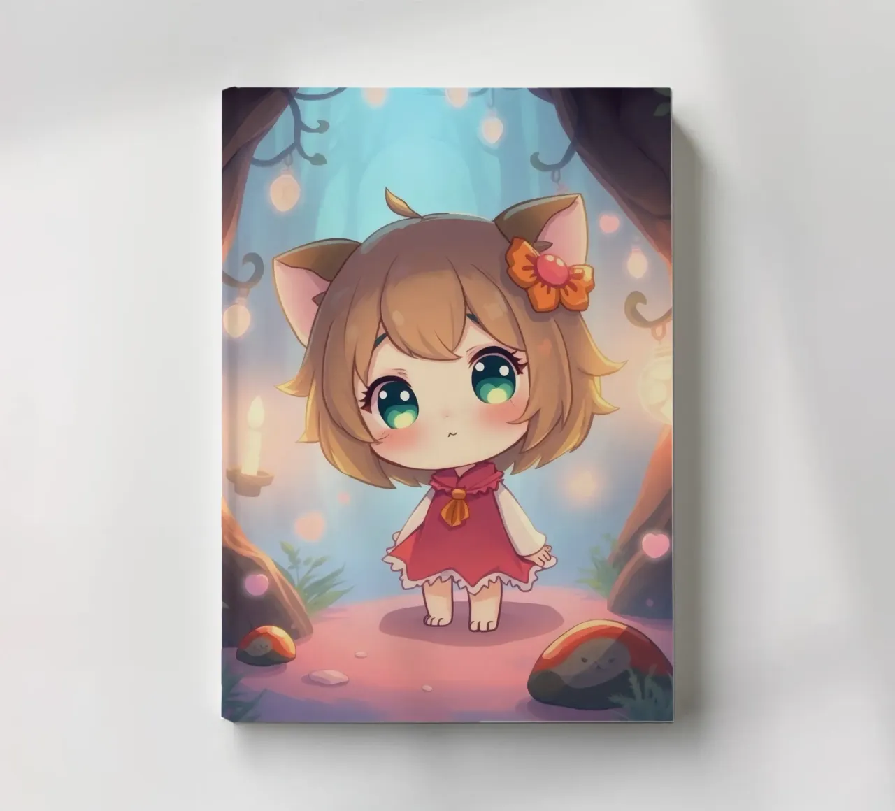 Cute character in a magical twilight forest notebook by DesignDoodle