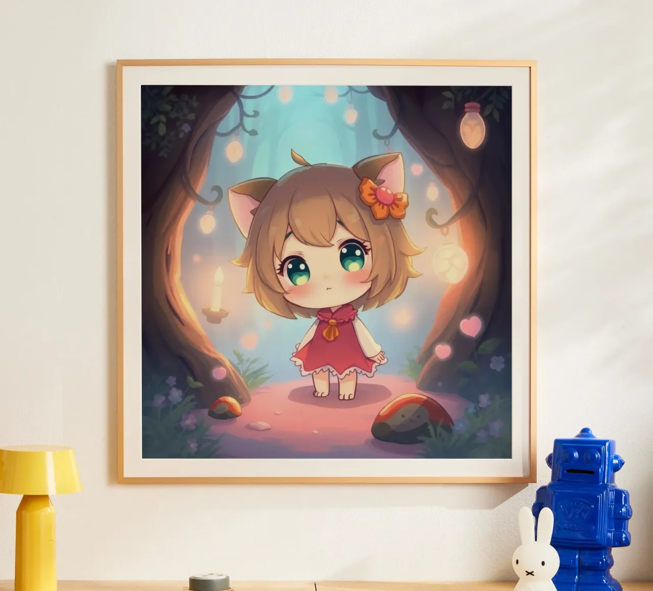 Simpático personaje en un mágico bosque crepuscular poster de DesignDoodle