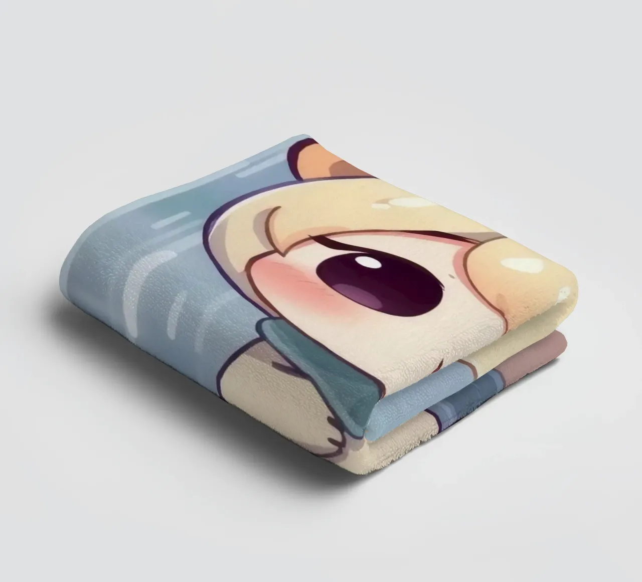 Cute cartoon character standing in the rain with joyful face towel by DesignDoodle