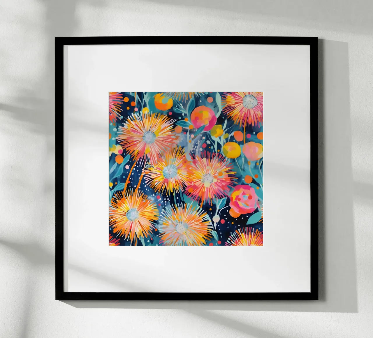 Carnevale del dente di leone poster con telaio in alluminio da Botanical Pattern House