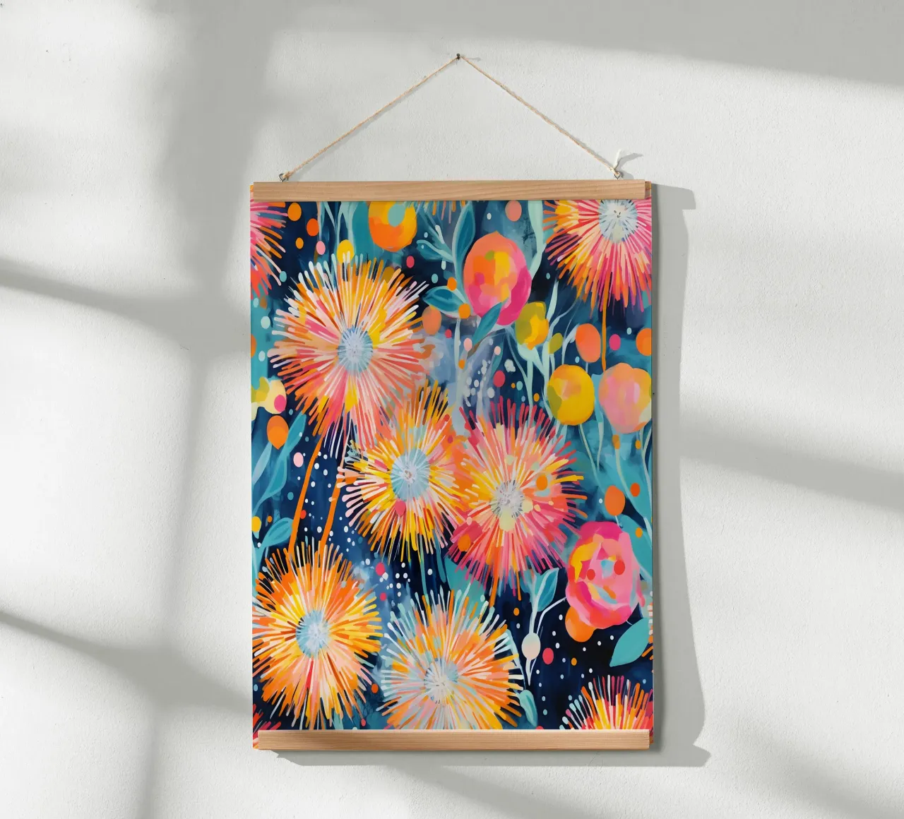Carnevale del dente di leone poster con telaio in alluminio da Botanical Pattern House