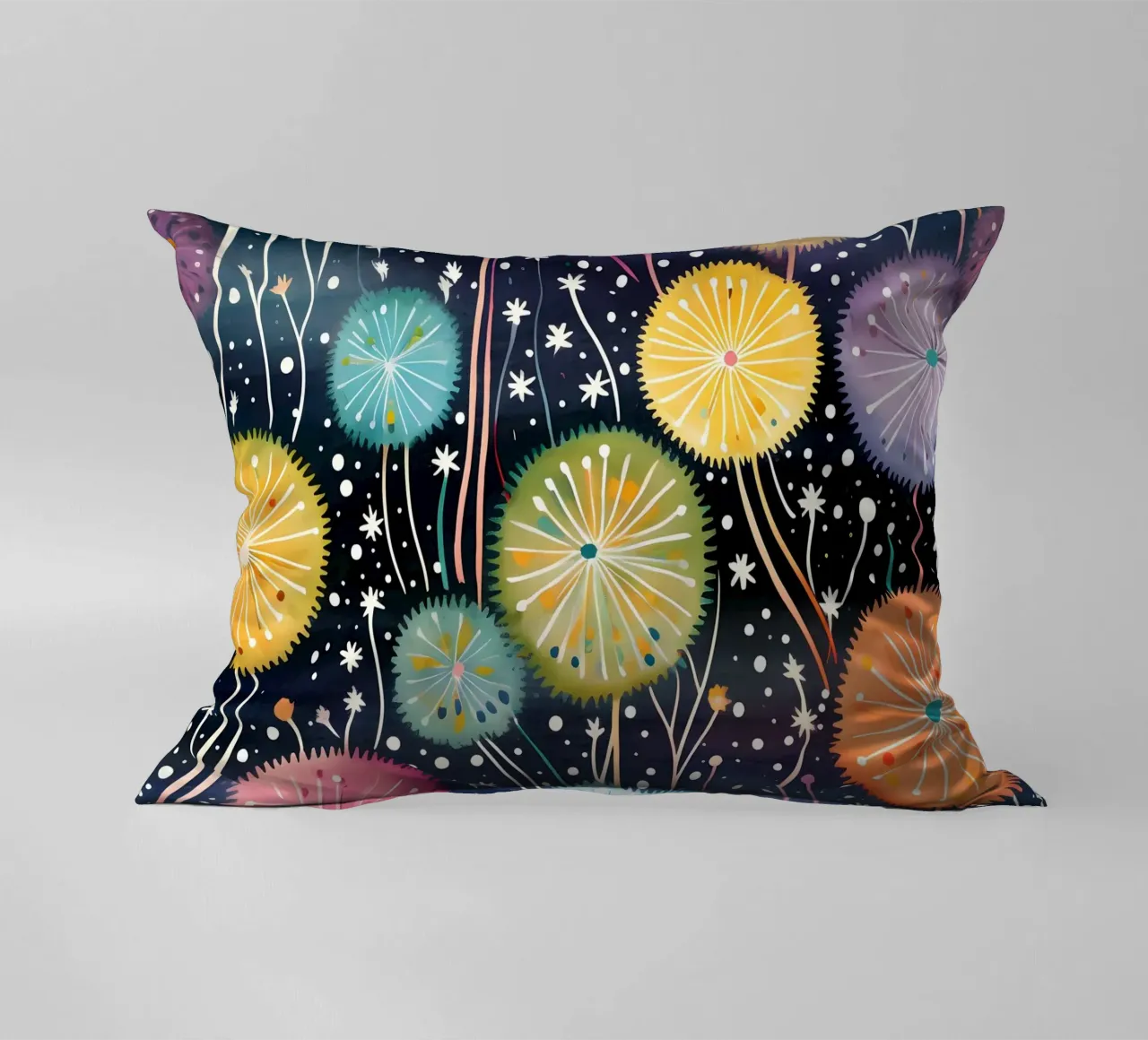 Celestial Dandelions decorative cushion by Botanical Pattern House