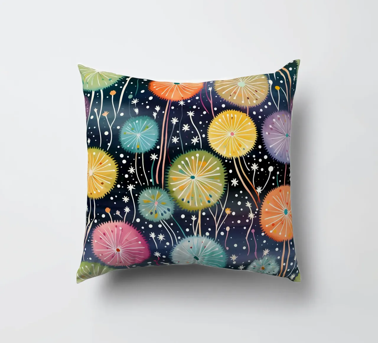 Celestial Dandelions decorative cushion by Botanical Pattern House