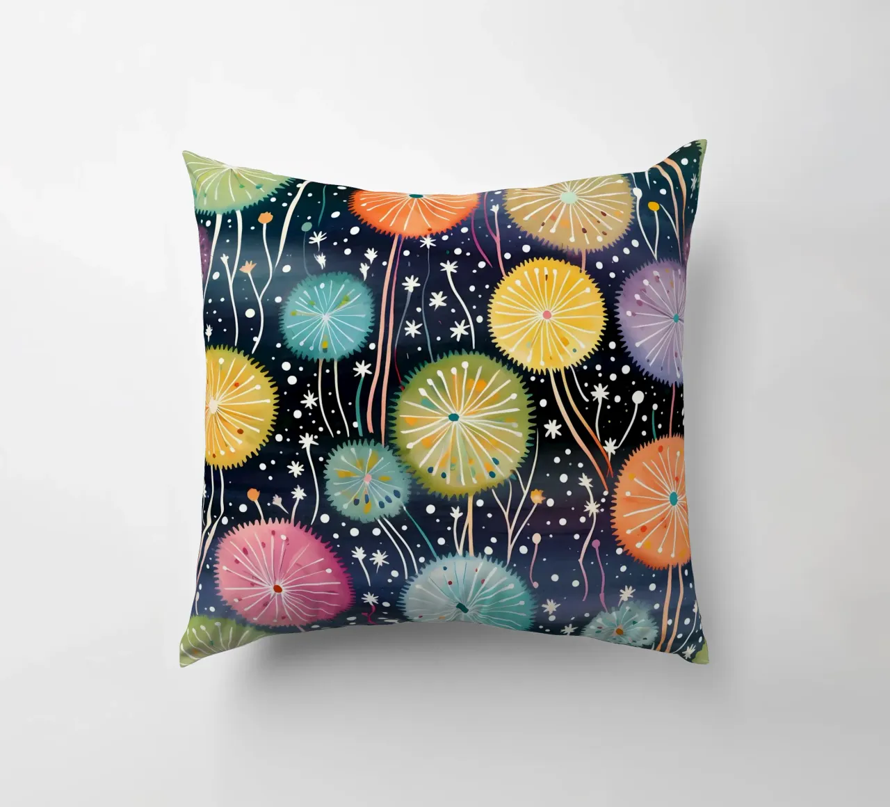 Celestial Dandelions decorative cushion by Botanical Pattern House