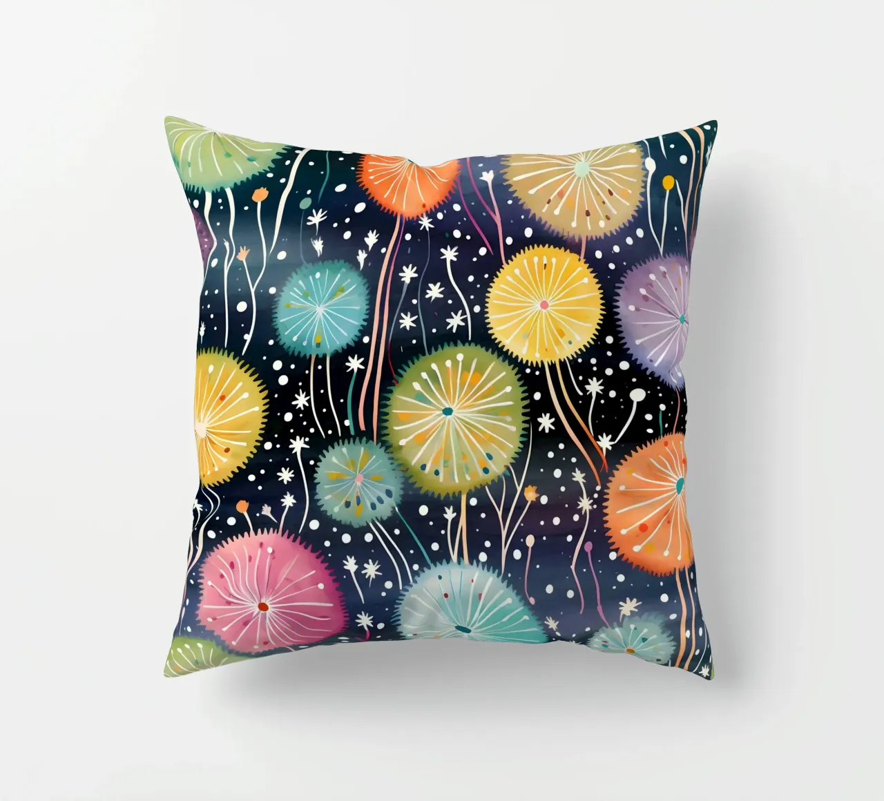 Celestial Dandelions decorative cushion by Botanical Pattern House
