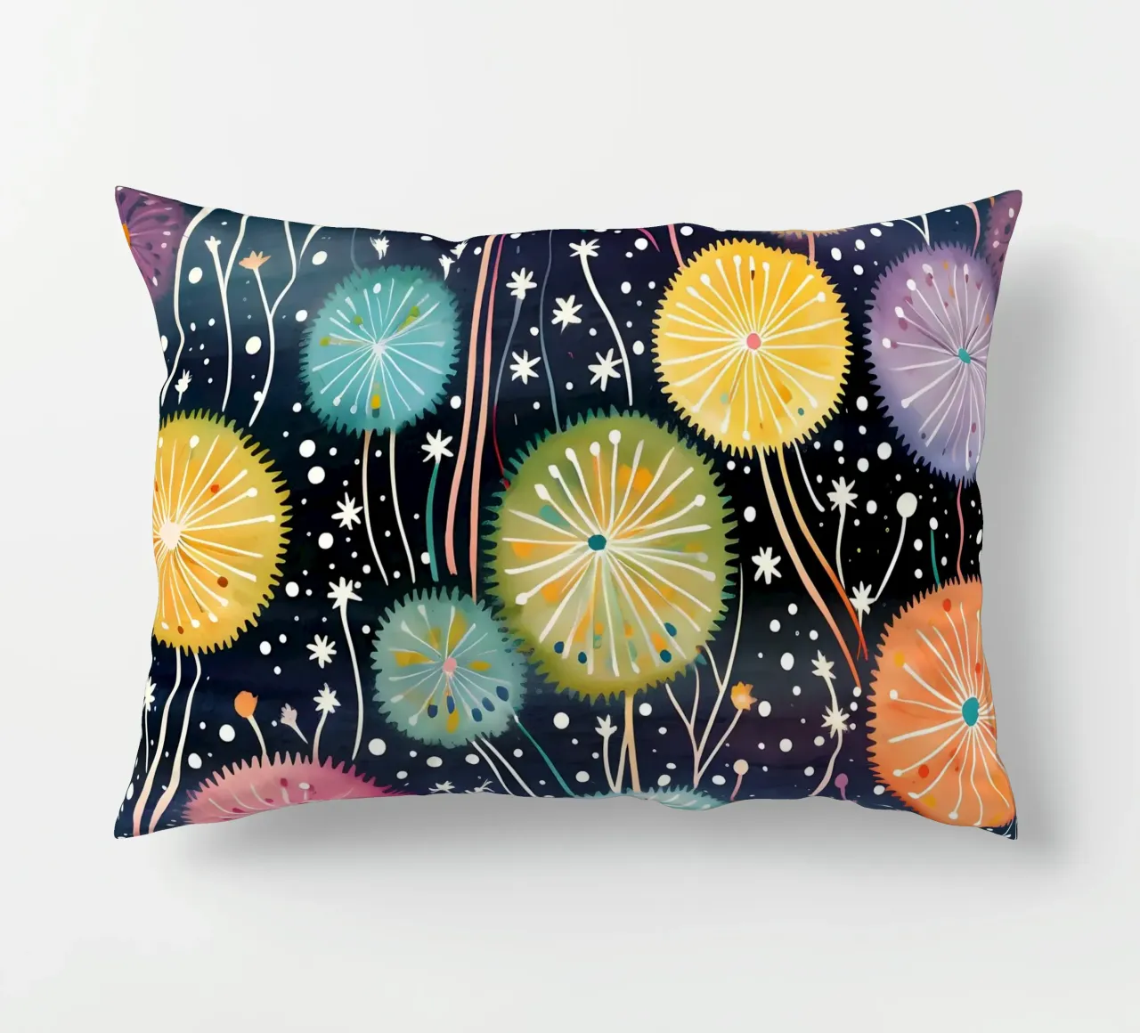 Celestial Dandelions decorative cushion by Botanical Pattern House