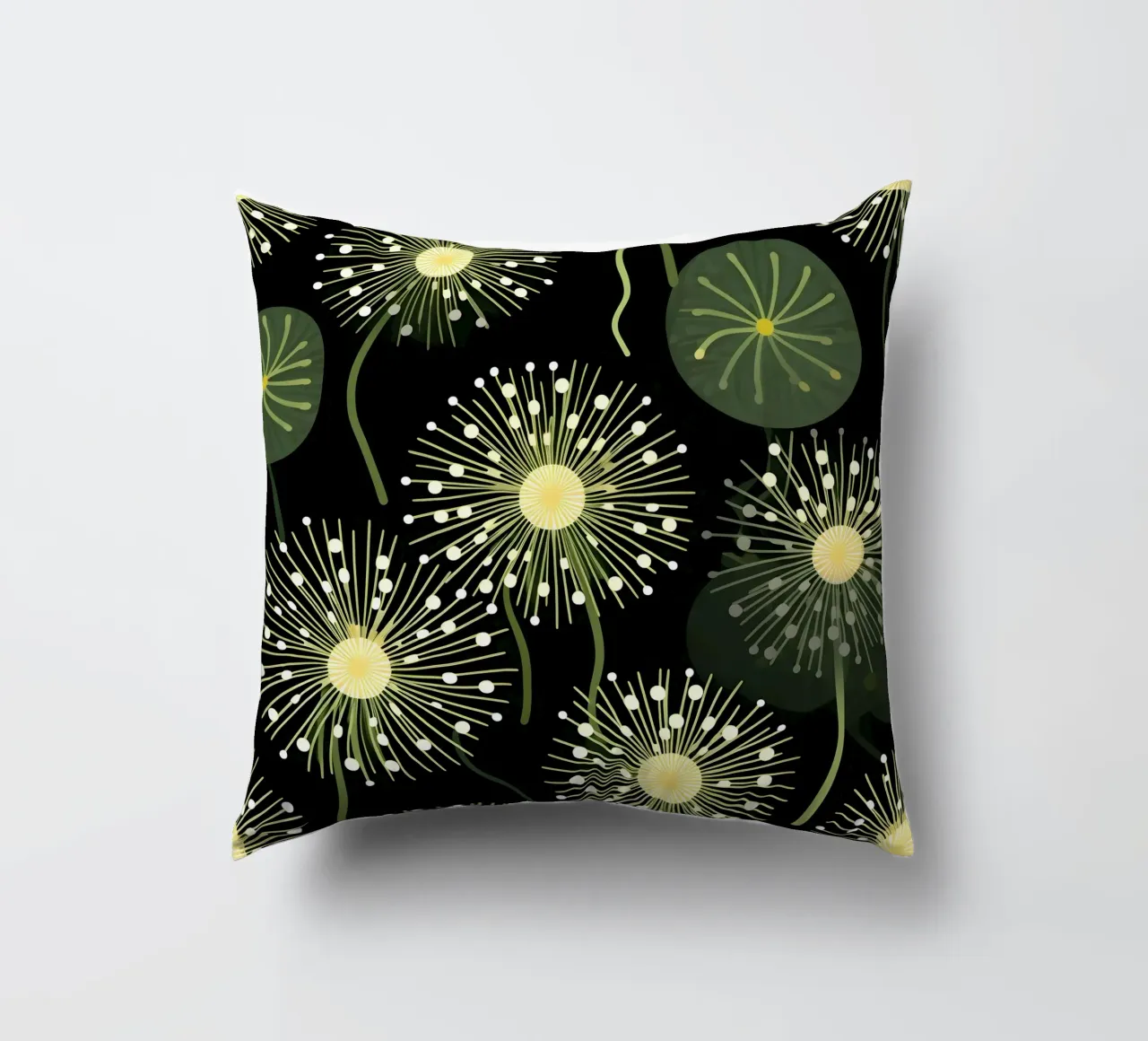 Celestial Dandelions decorative cushion by Botanical Pattern House