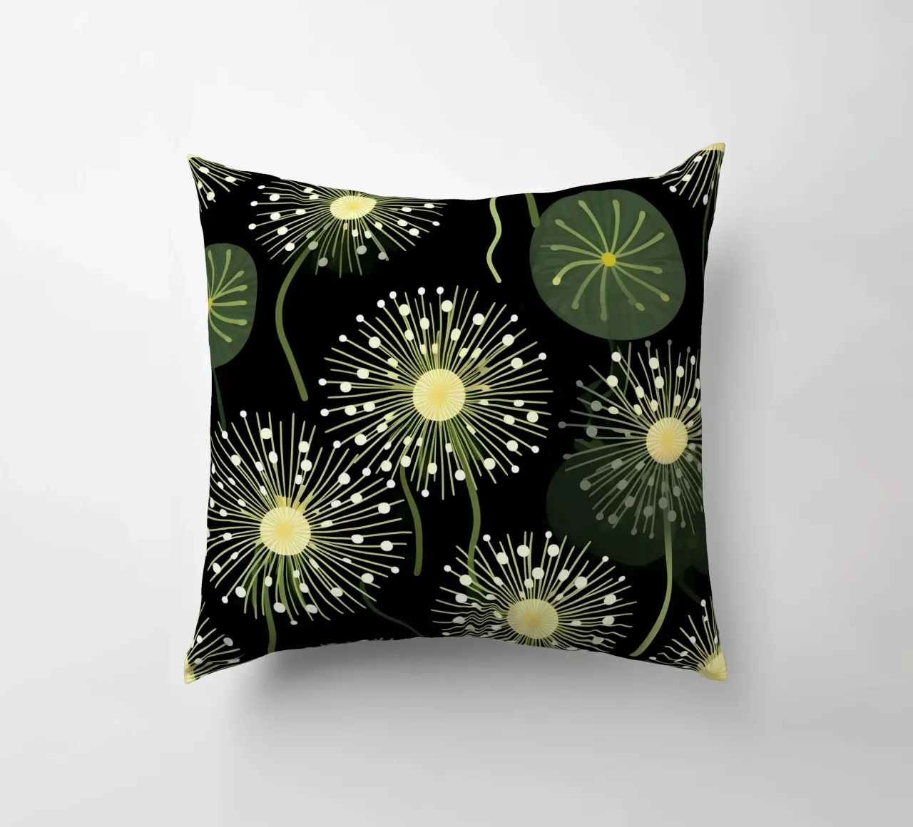 Celestial Dandelions decorative cushion by Botanical Pattern House