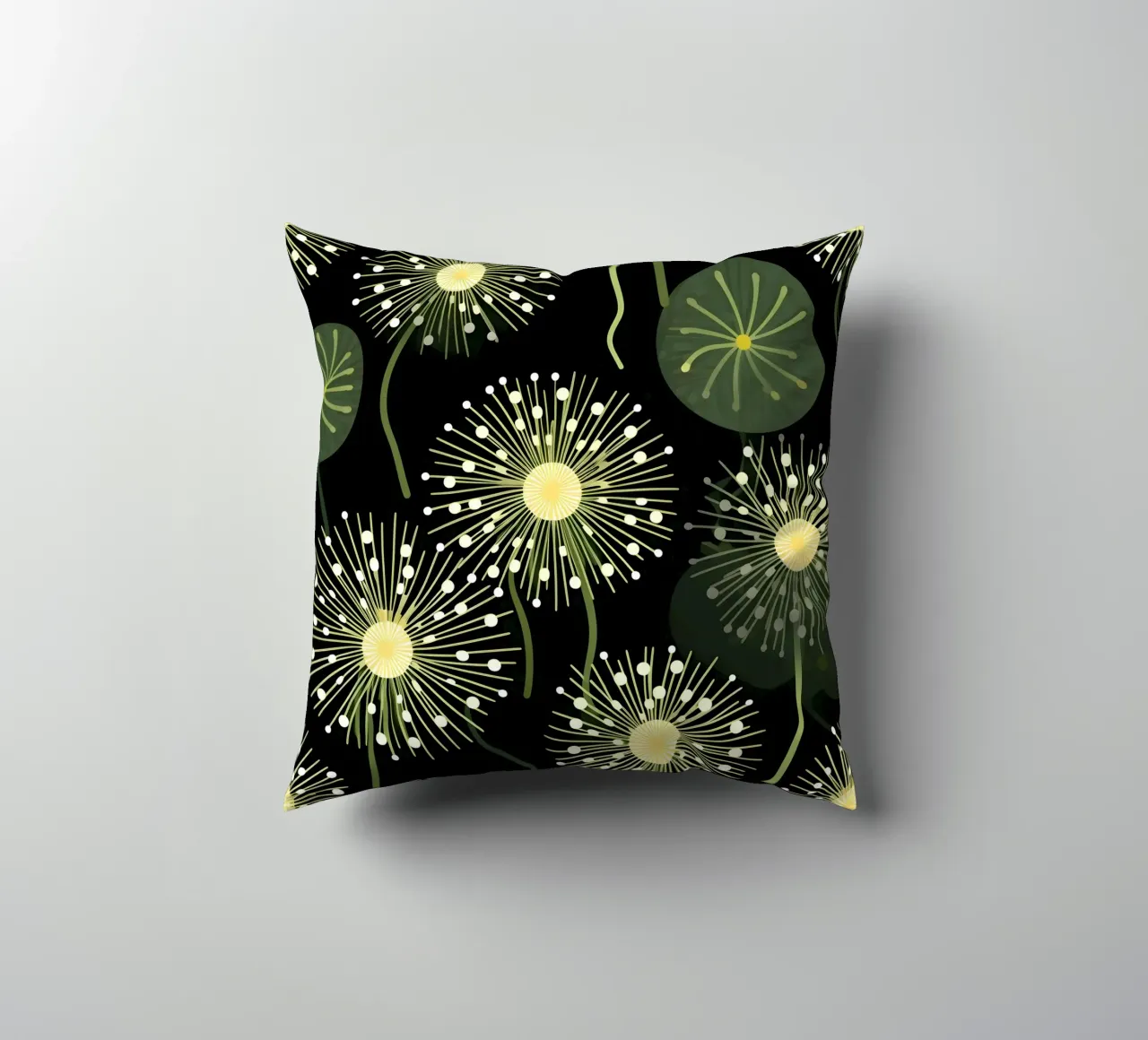 Celestial Dandelions decorative cushion by Botanical Pattern House