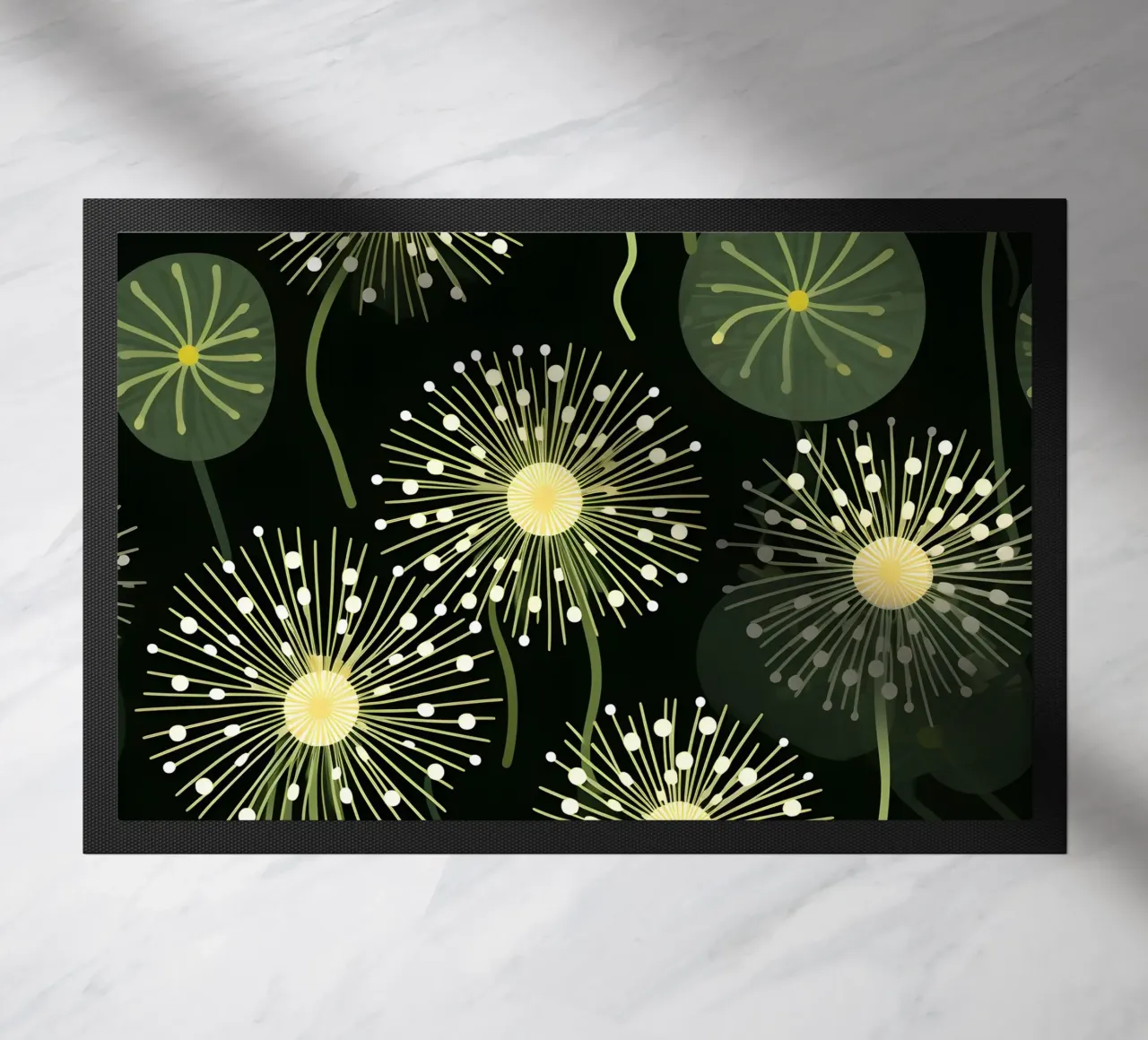 Celestial Dandelions doormat by Botanical Pattern House