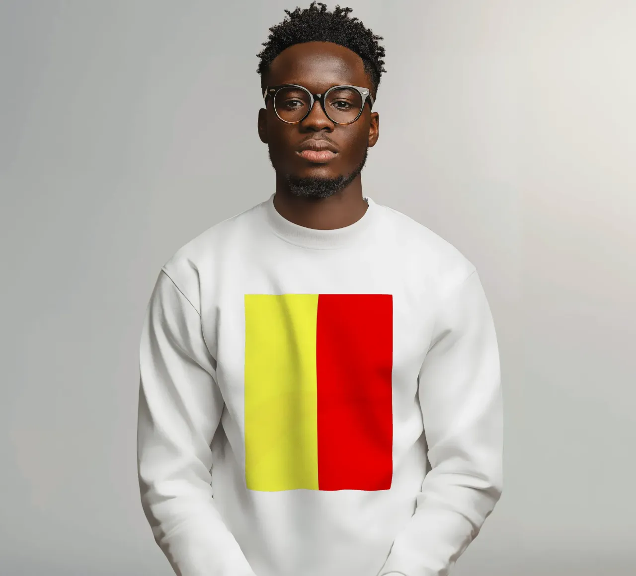 yellow and red colors divide the canvas artistic style sweatshirt by DesignDoodle