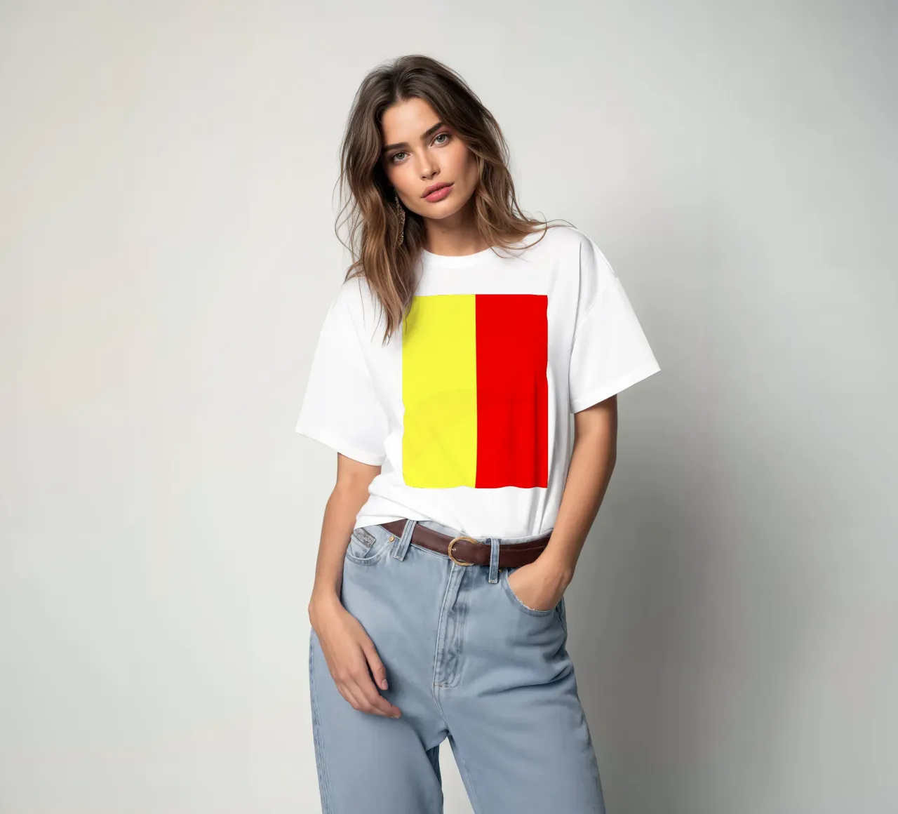 yellow and red colors divide the canvas artistic style t-shirt by DesignDoodle