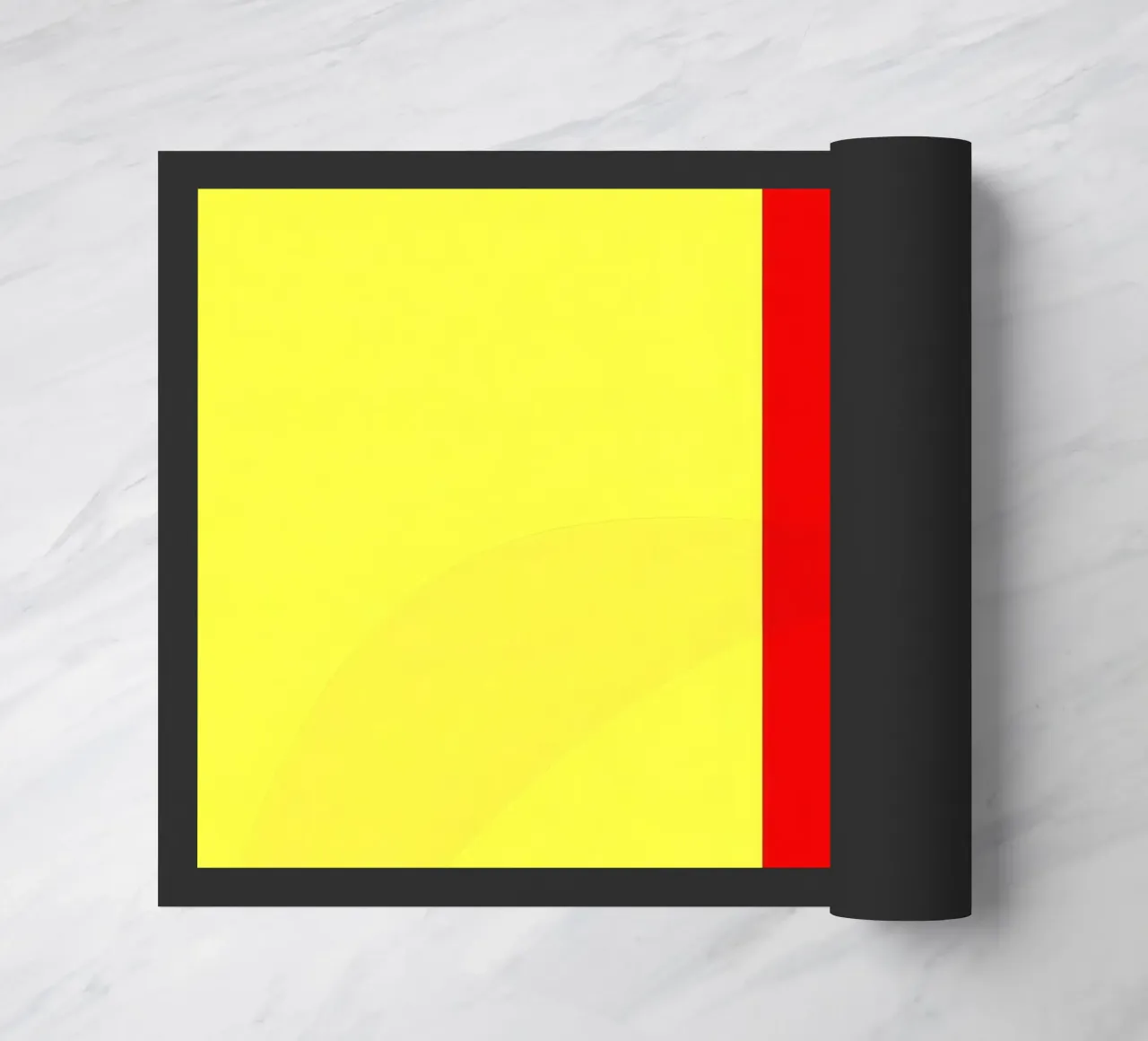 yellow and red colors divide the canvas artistic style doormat by DesignDoodle