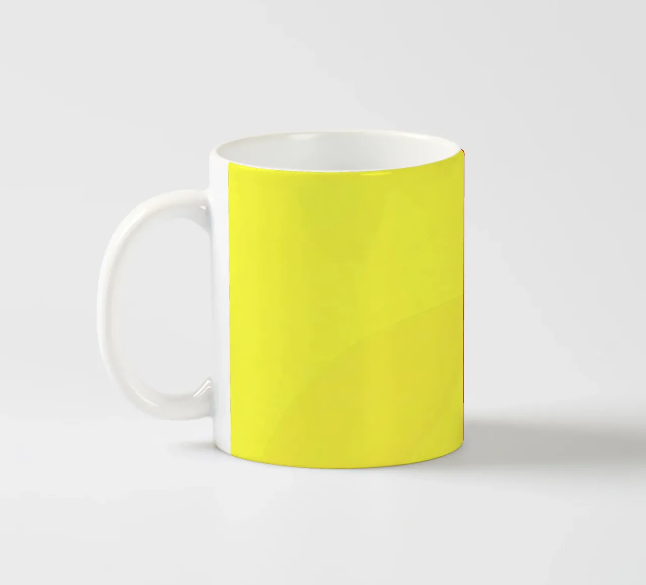 yellow and red colors divide the canvas artistic style ceramic mug by DesignDoodle
