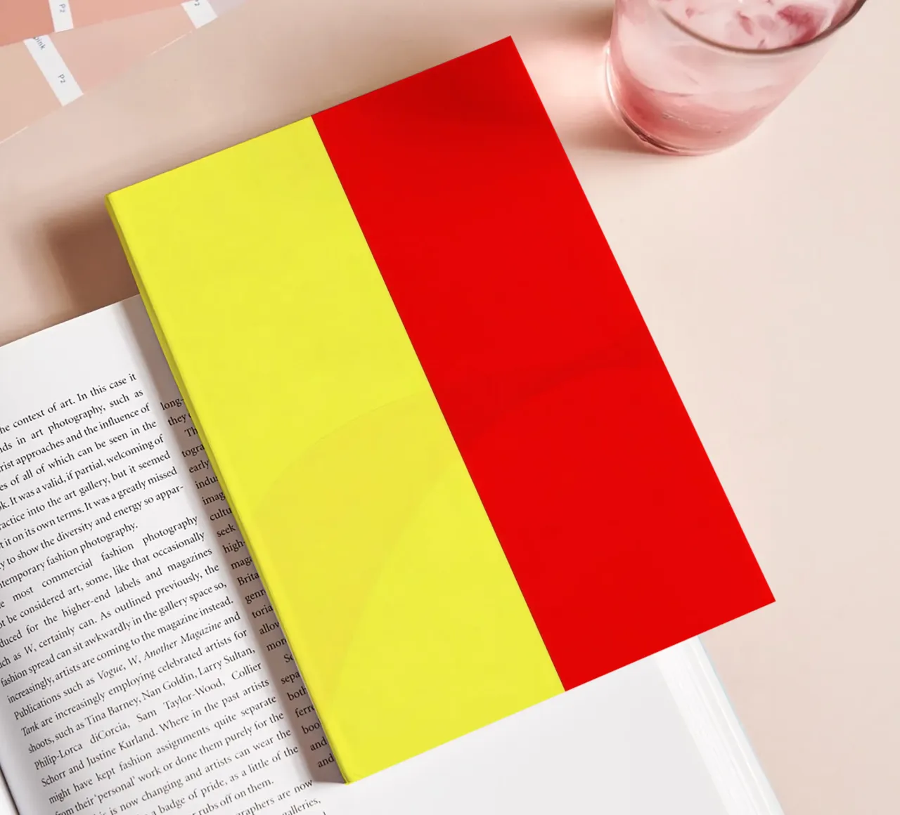 yellow and red colors divide the canvas artistic style notebook by DesignDoodle