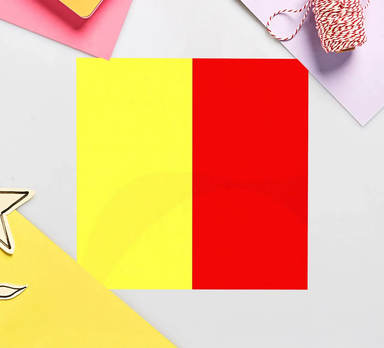 yellow and red colors divide the canvas artistic style sticker by DesignDoodle