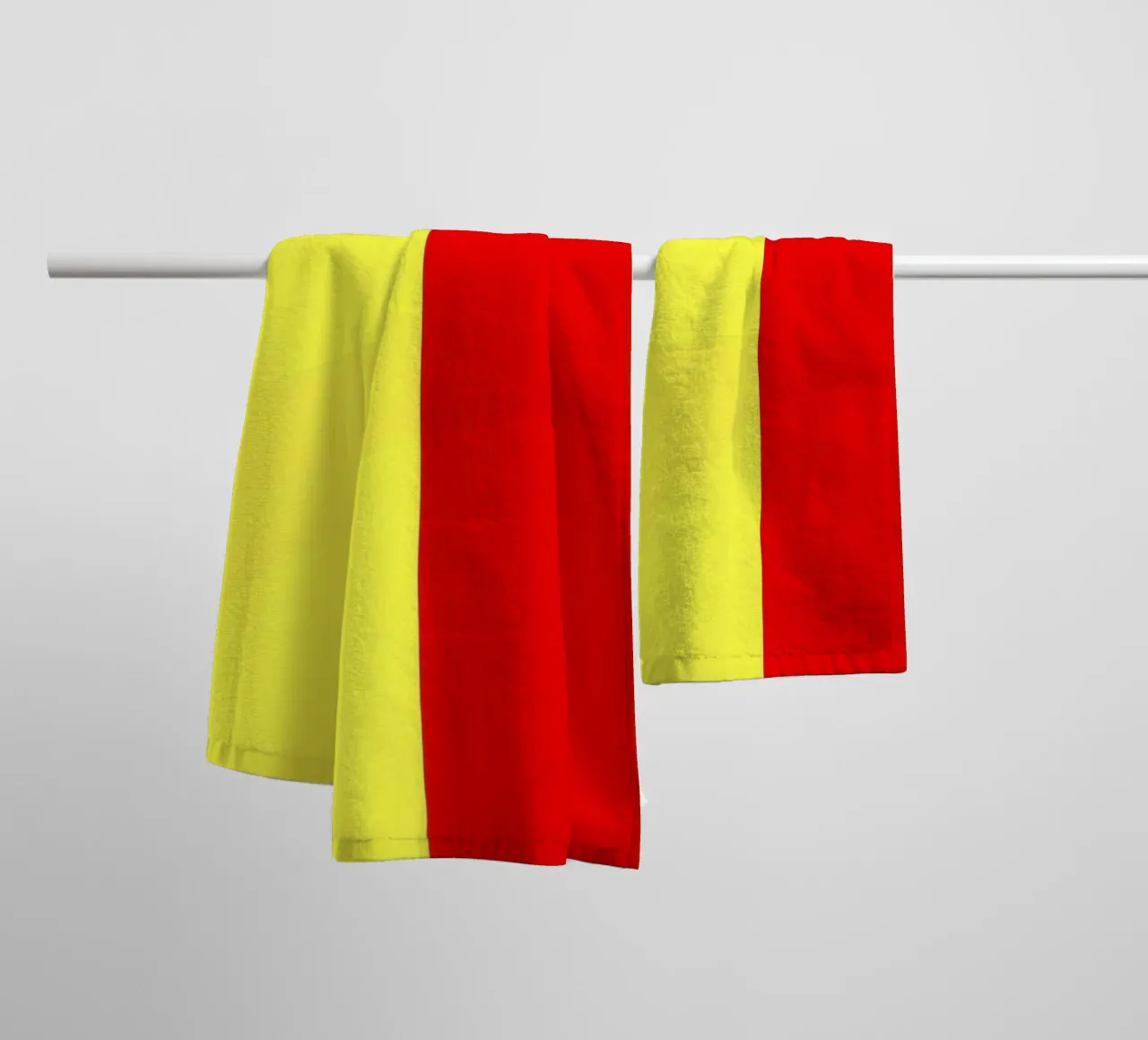 yellow and red colors divide the canvas artistic style towel by DesignDoodle