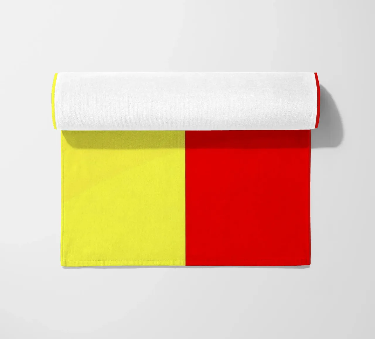 yellow and red colors divide the canvas artistic style beach towel by DesignDoodle