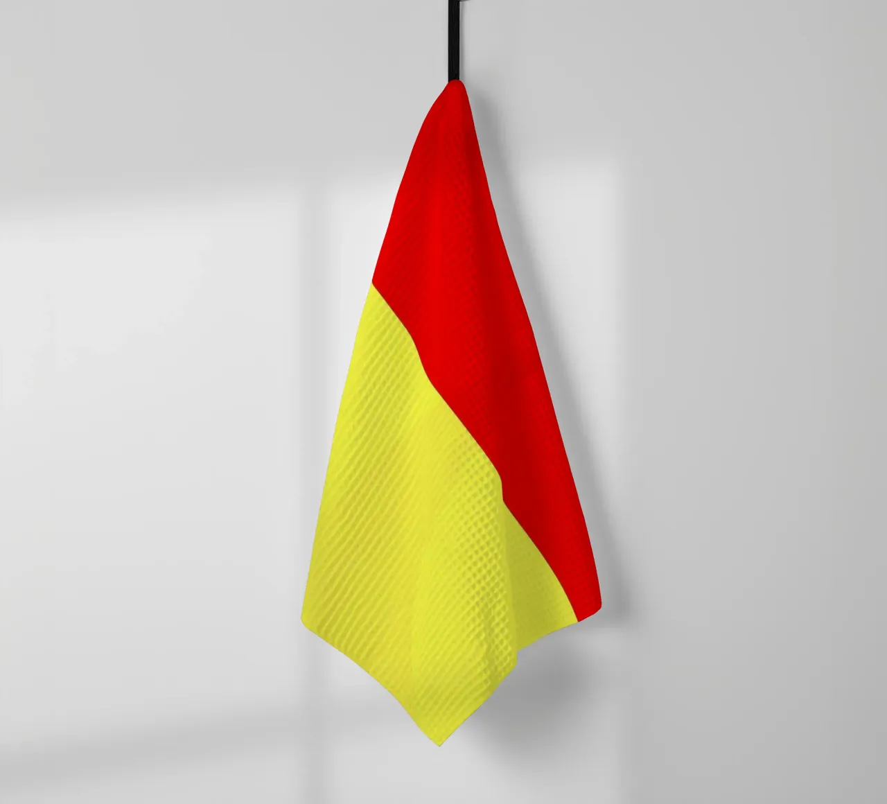 yellow and red colors divide the canvas artistic style tea towel by DesignDoodle