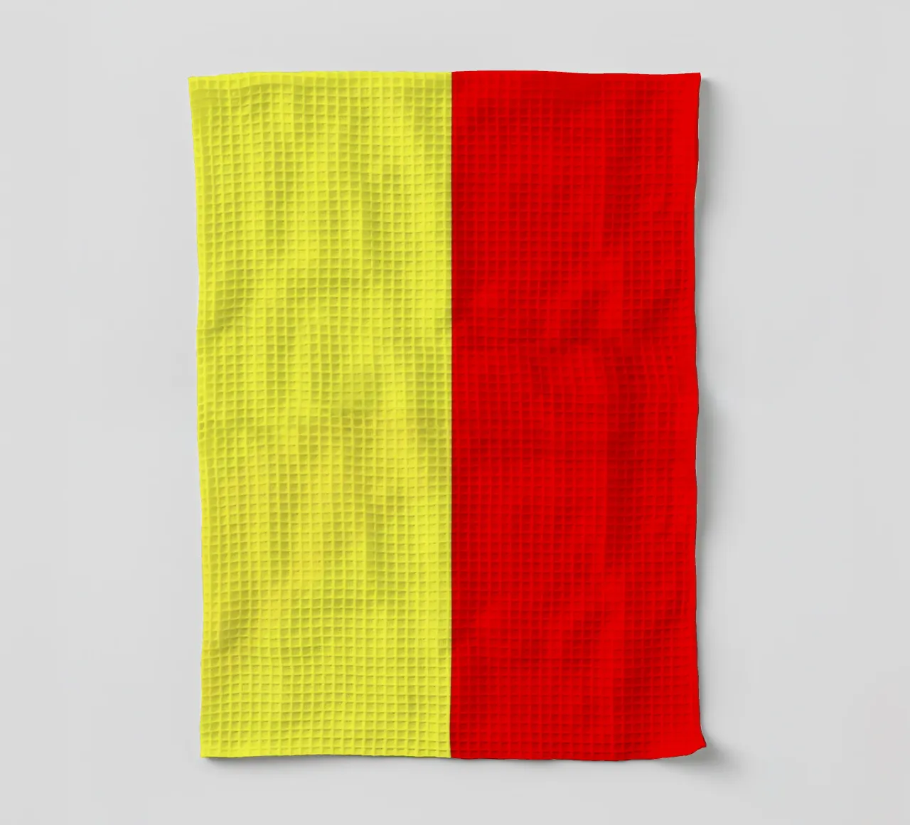 yellow and red colors divide the canvas artistic style tea towel by DesignDoodle