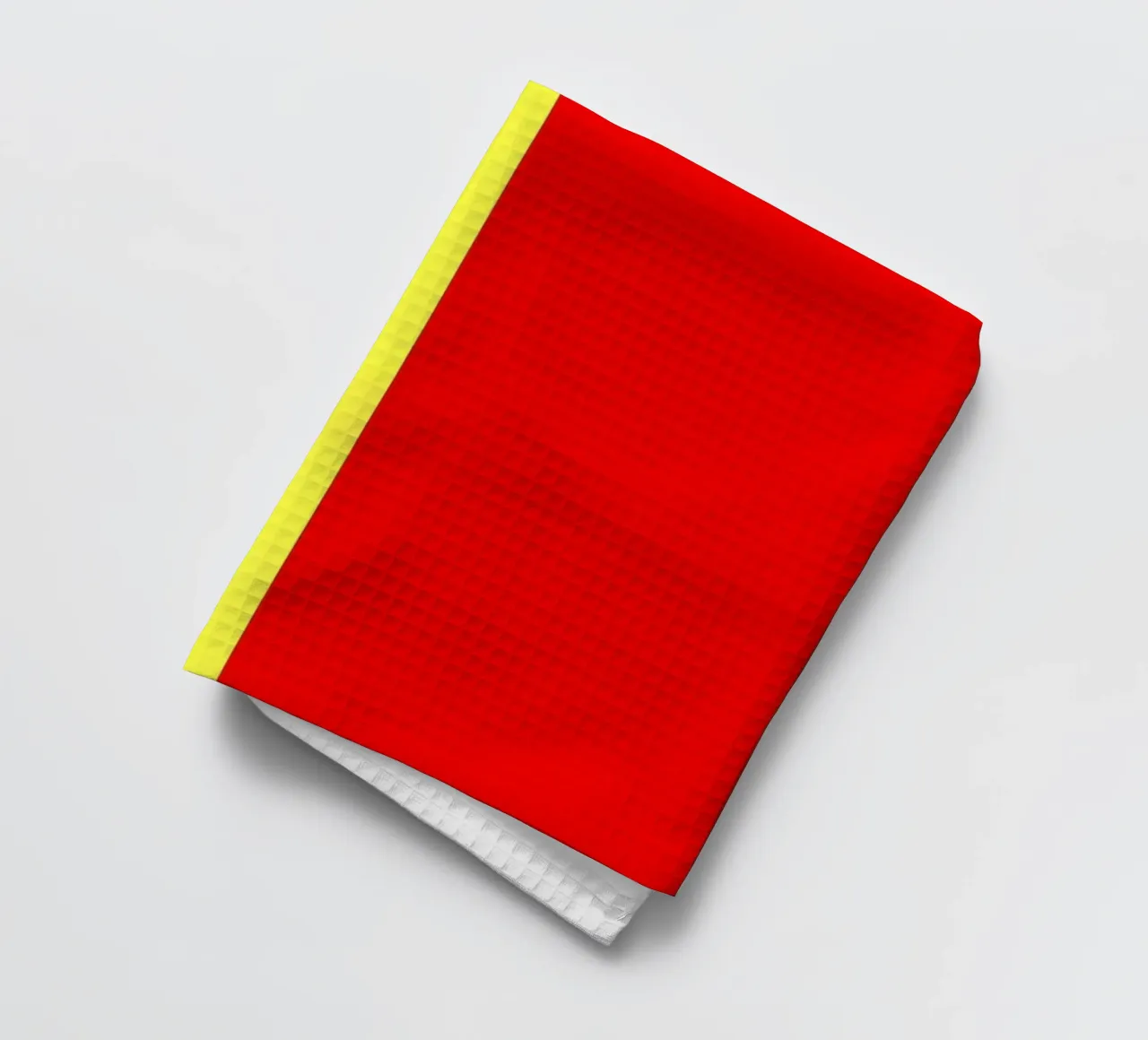 yellow and red colors divide the canvas artistic style tea towel by DesignDoodle
