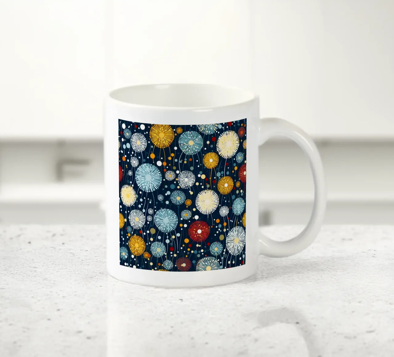 Celestial Dandelions ceramic mug by Botanical Pattern House
