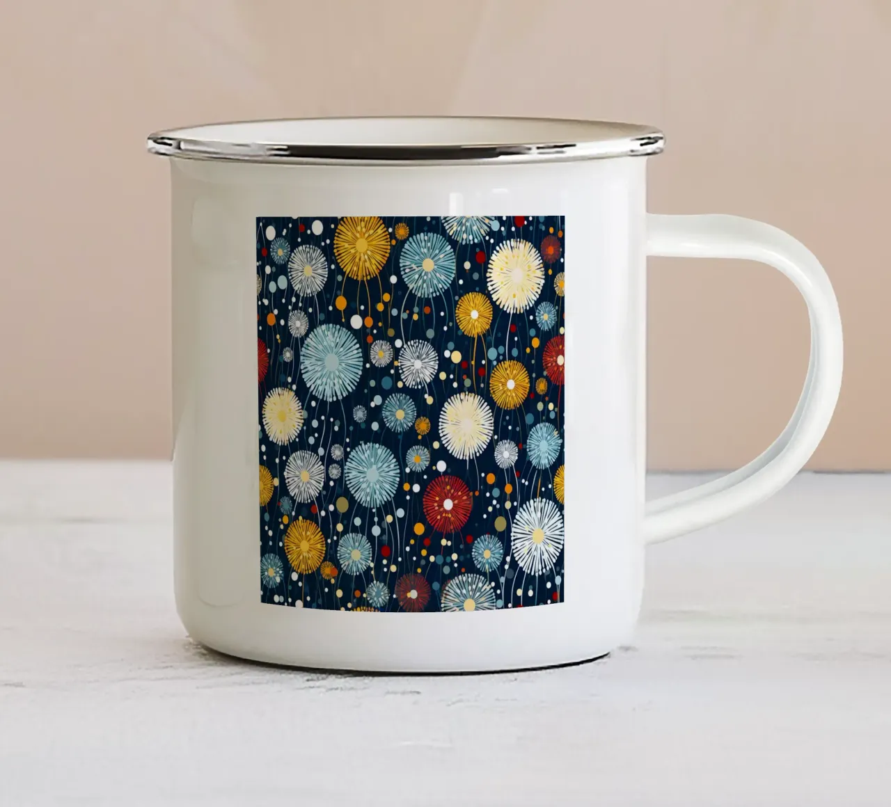 Denti di leone celesti tazza in smalto da Botanical Pattern House