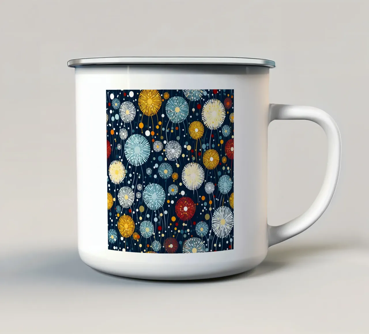 Denti di leone celesti tazza in smalto da Botanical Pattern House