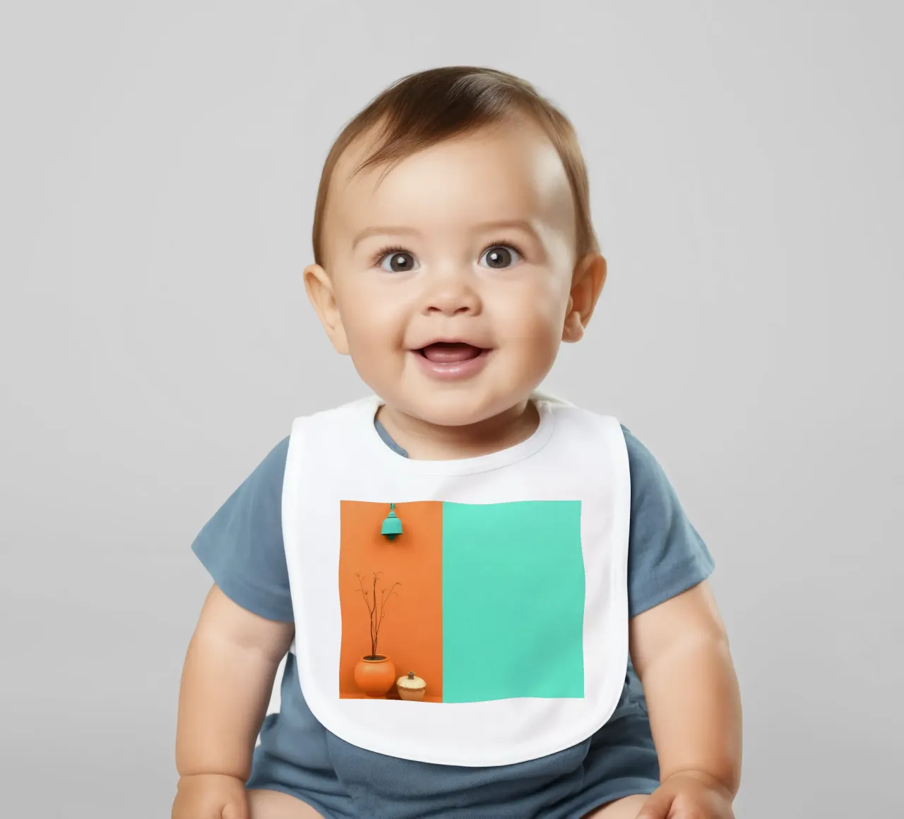 espositore decorativo con una pianta, una campana e zucche su un supporto bavaglino da DesignDoodle