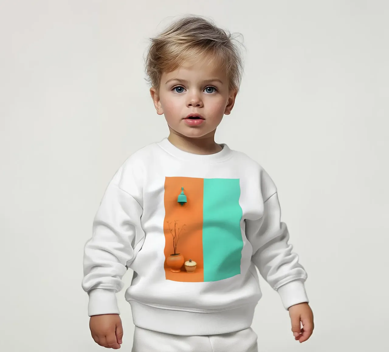 espositore decorativo con una pianta, una campana e zucche su un supporto felpa neonato da DesignDoodle