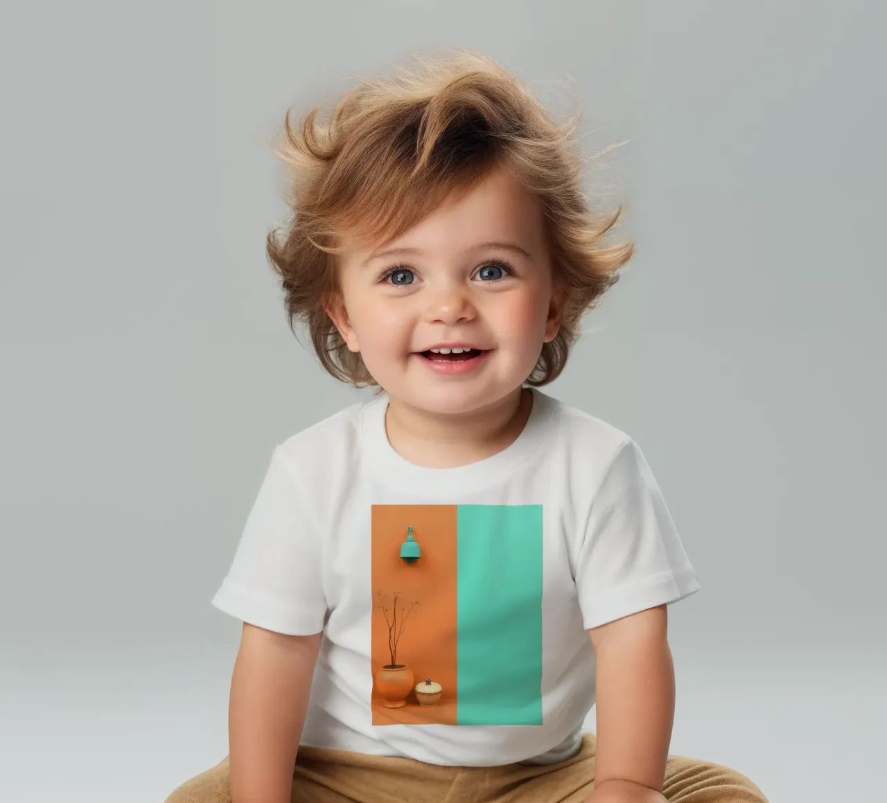 espositore decorativo con una pianta, una campana e zucche su un supporto maglietta neonato da DesignDoodle