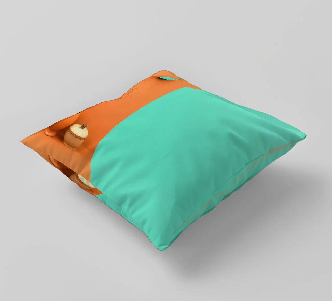 espositore decorativo con una pianta, una campana e zucche su un supporto cuscino da DesignDoodle