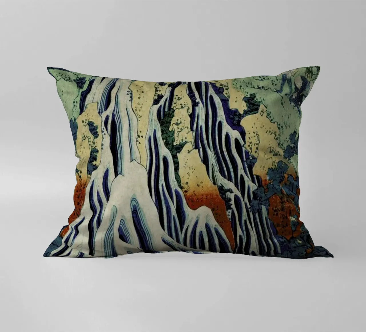 Hokusai - Kirifuri Waterfall at Kurokami Mountain in Shimotsuke IV decorative cushion by Vintage by JUNIQE