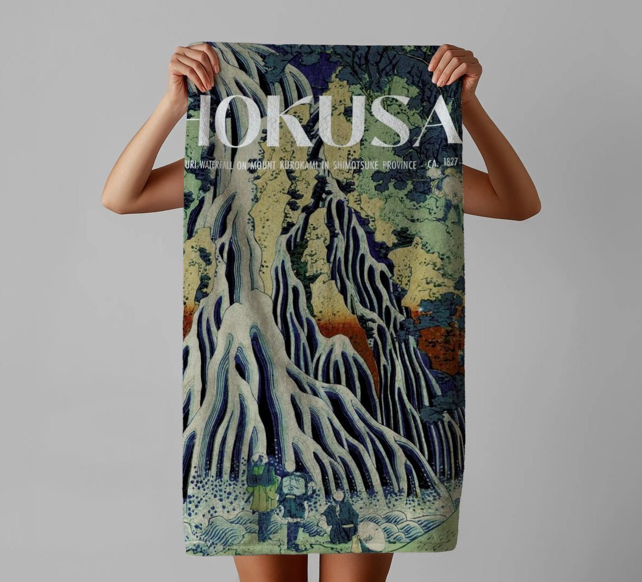 Hokusai - Kirifuri Waterfall at Kurokami Mountain in Shimotsuke IV towel by Vintage by JUNIQE
