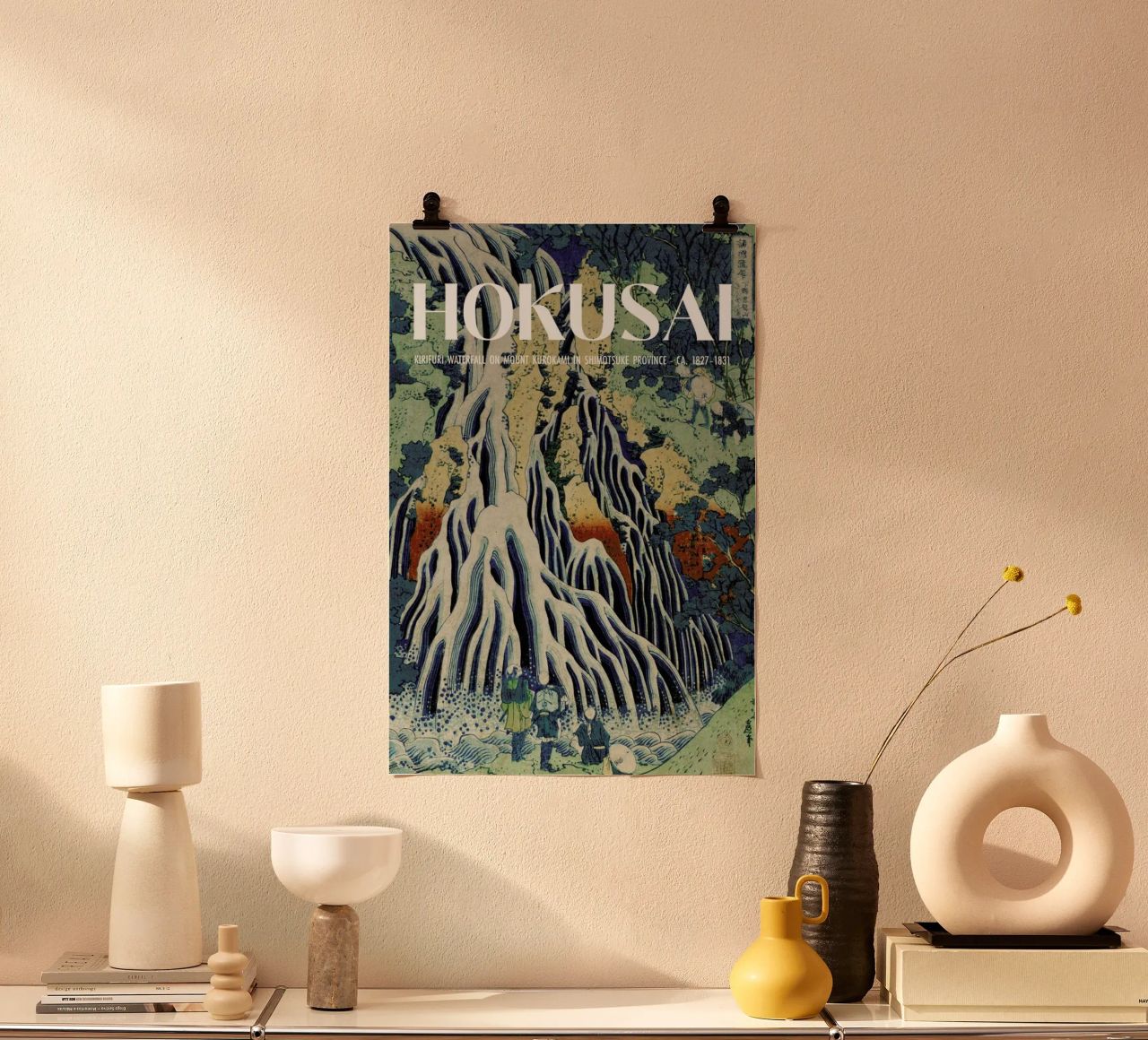 Hokusai - Kirifuri Waterfall at Kurokami Mountain in Shimotsuke IV poster by Vintage by JUNIQE