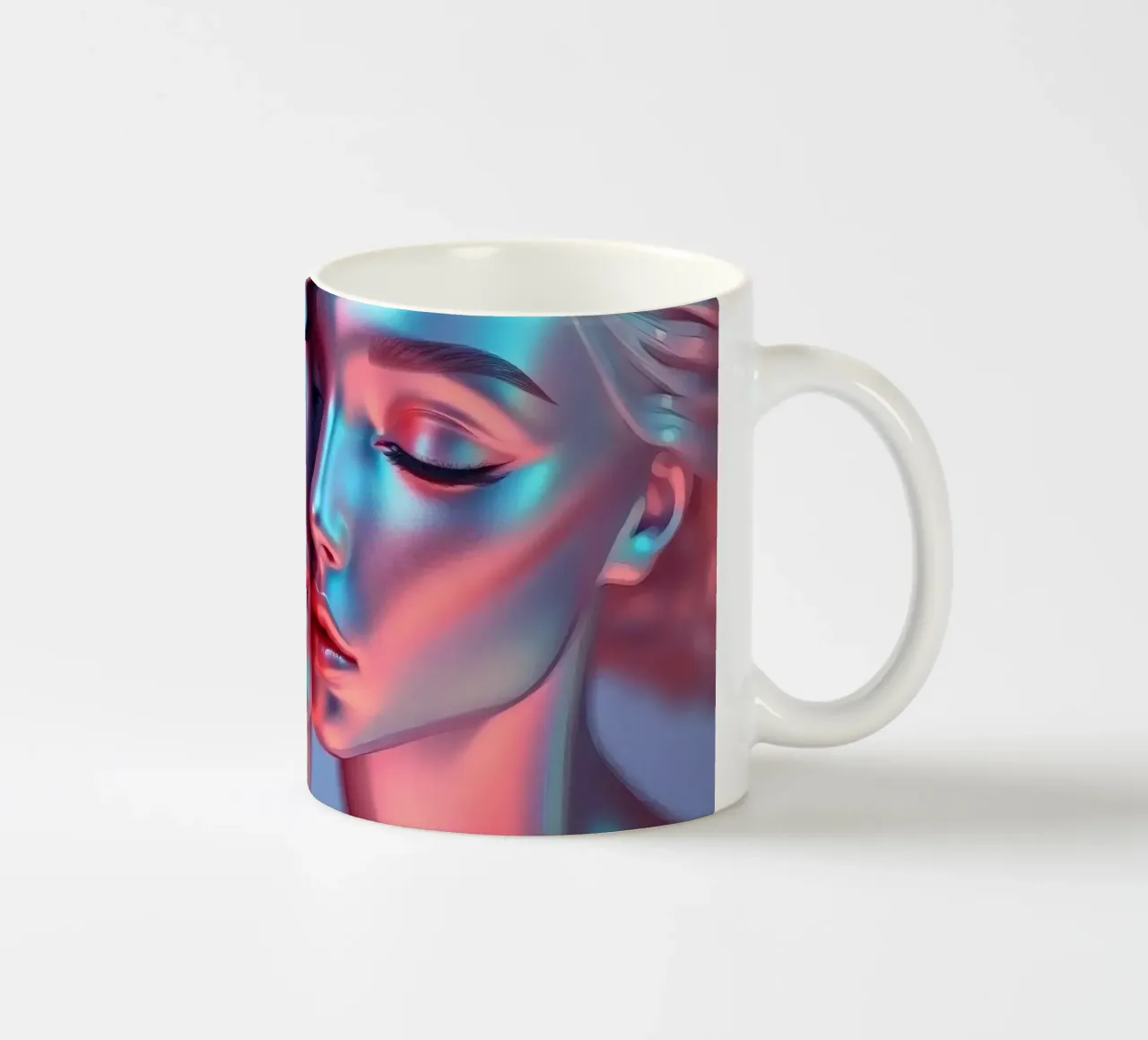 figure stilizzate con lucentezza metallica che si abbracciano in armonia tazza in ceramica da DesignDoodle