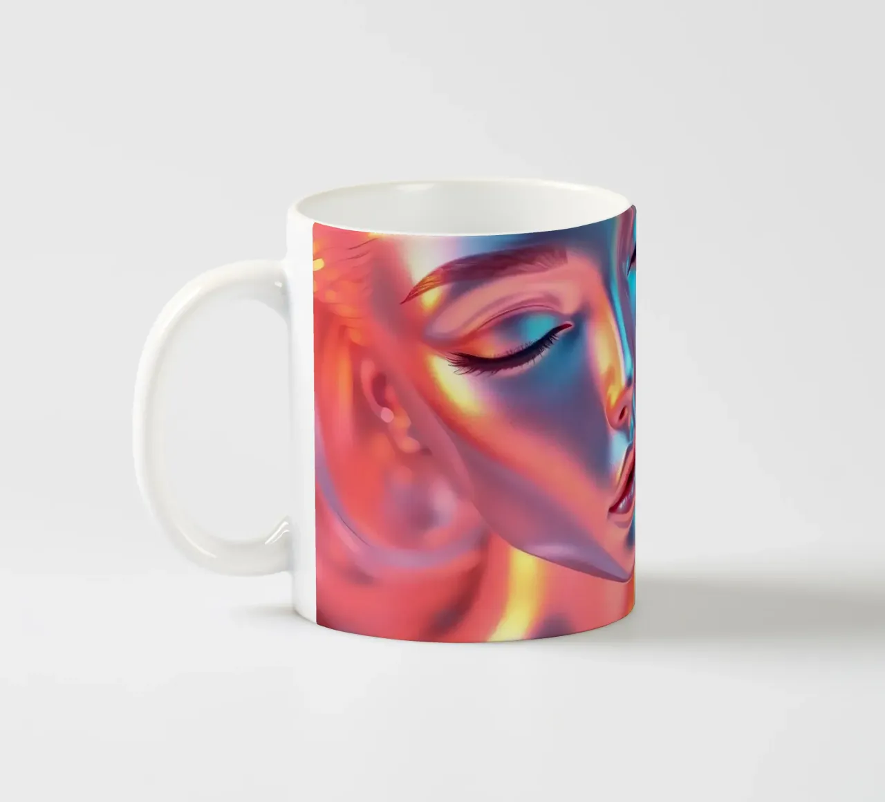 figure stilizzate con lucentezza metallica che si abbracciano in armonia tazza in ceramica da DesignDoodle